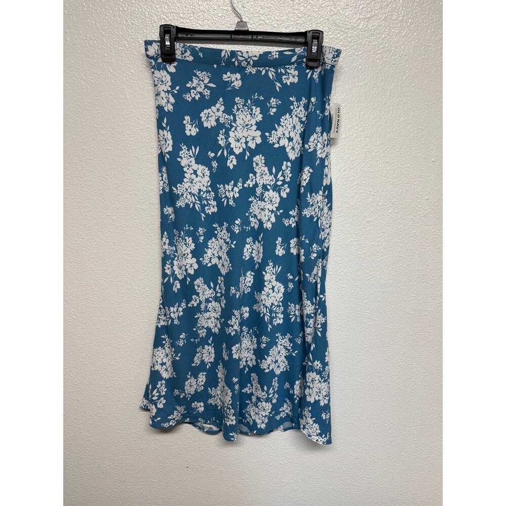 Midi Skirt Blue Floral Size M summer NWT